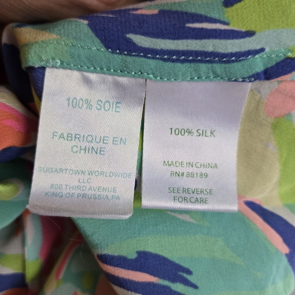 Lilly Pulitzer Zoe Casa Banana Silk Cami XS Tropical Print - Picture 7 of 7